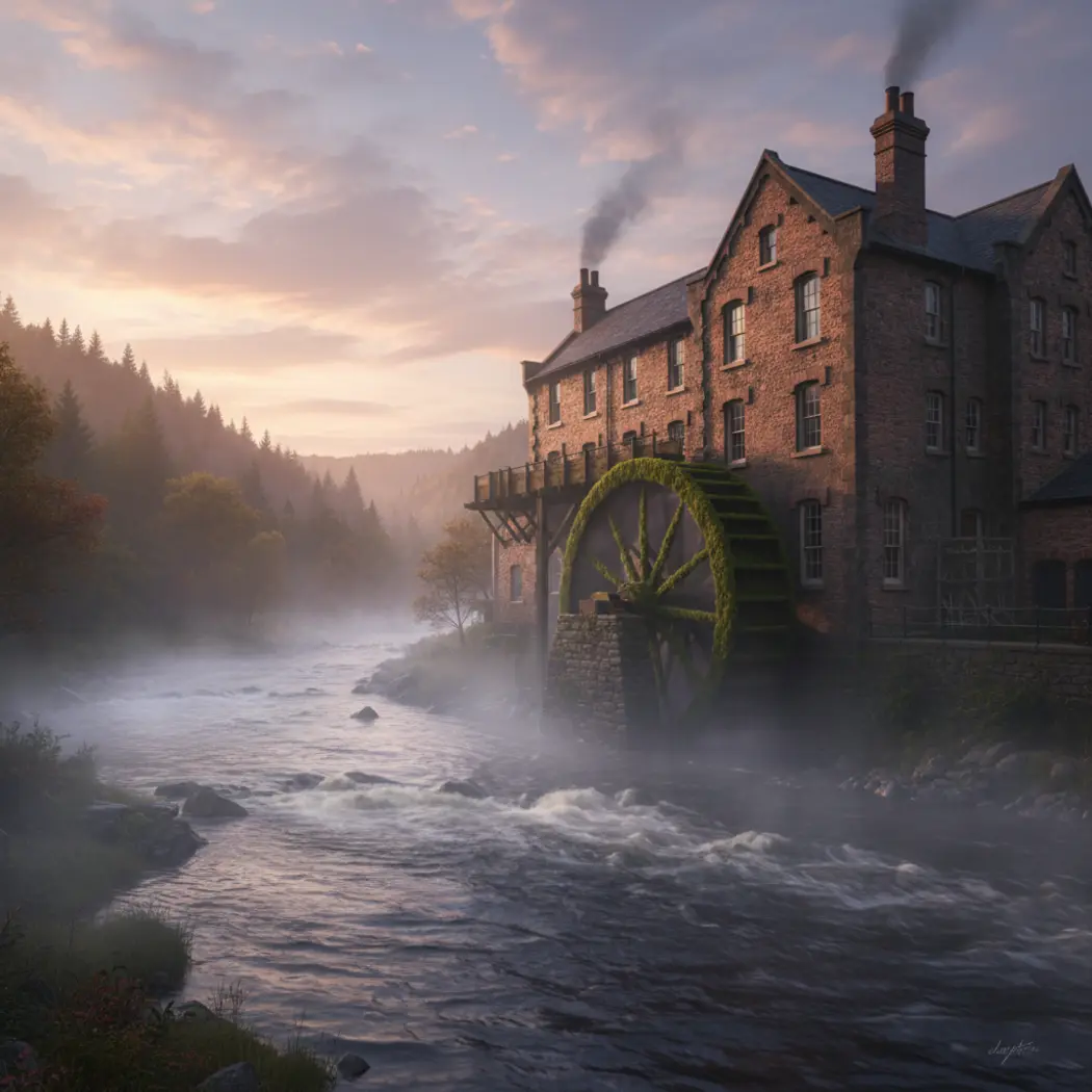 The Rushing River Floss outside the mill